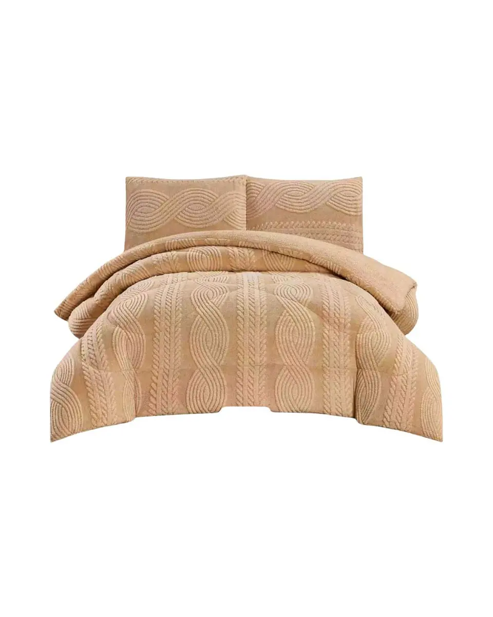 Cubrecama Trenzado Ultra Suave Invierno + Fundas 3