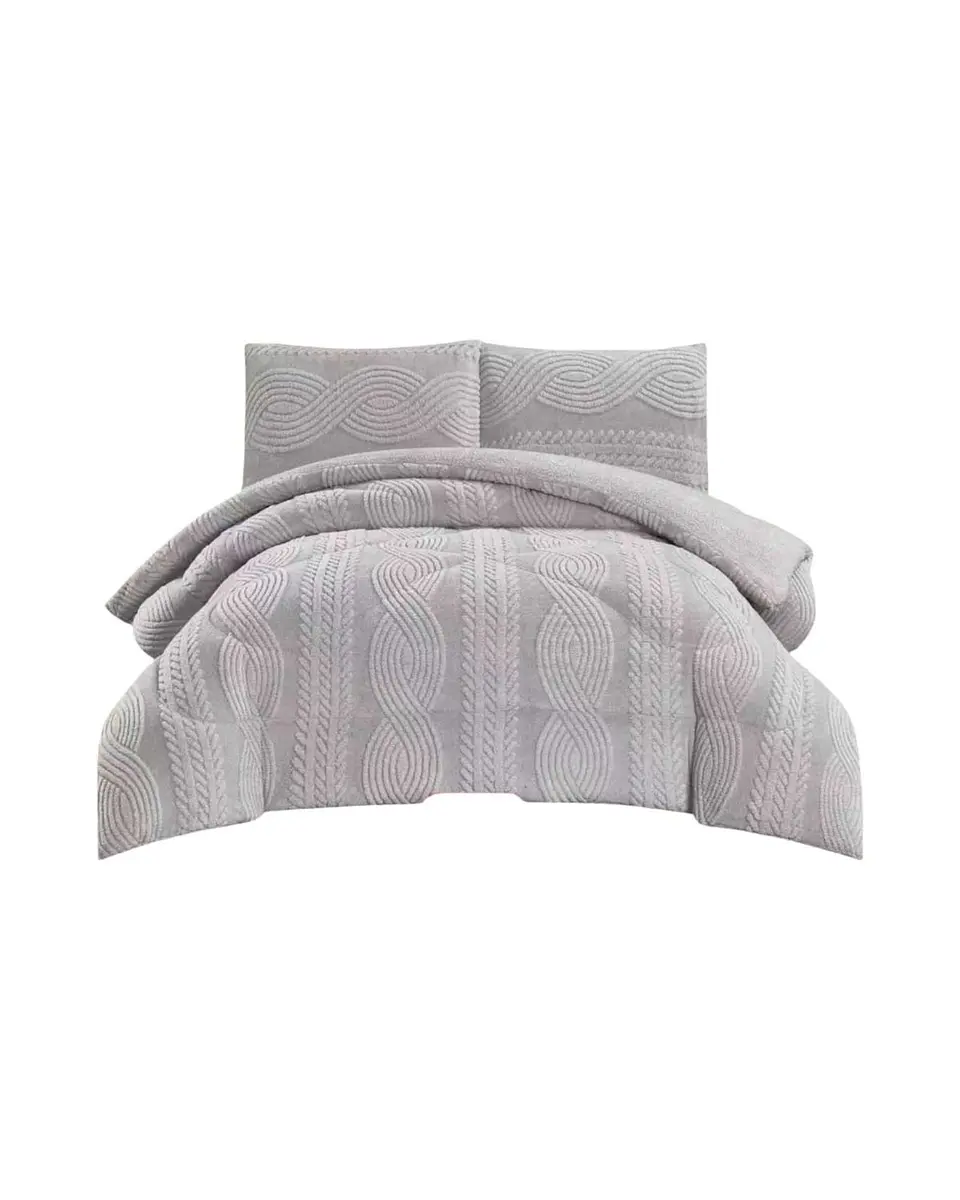 Cubrecama Trenzado Ultra Suave Invierno + Fundas 3