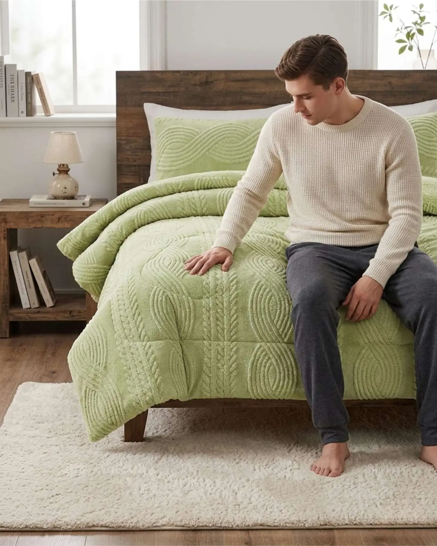 Cubrecama Trenzado Ultra Suave Invierno + Fundas 1