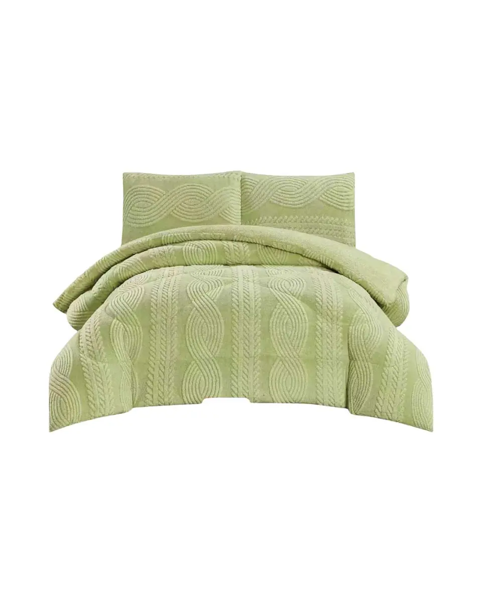 Cubrecama Trenzado Ultra Suave Invierno + Fundas 3