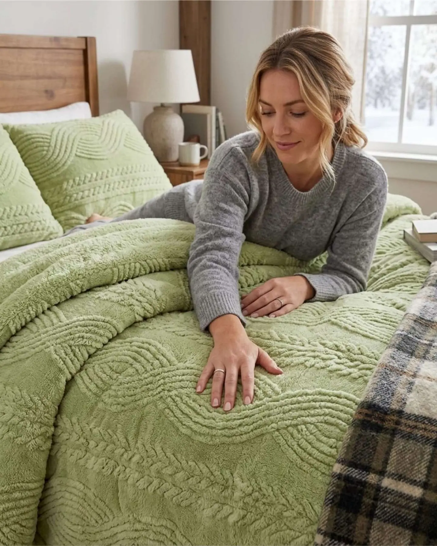 Cubrecama Trenzado Ultra Suave Invierno + Fundas 5