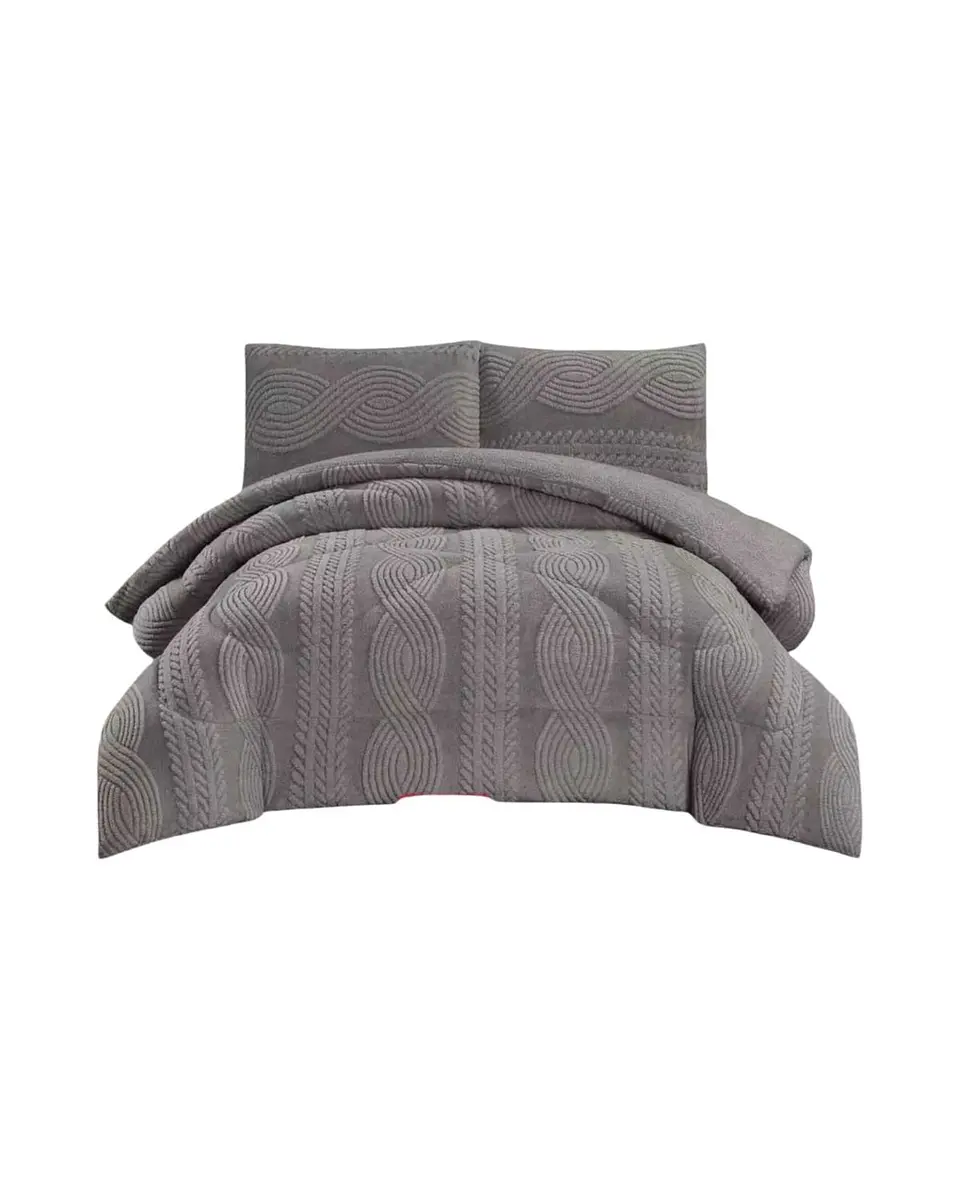 Cubrecama Trenzado Ultra Suave Invierno + Fundas 3