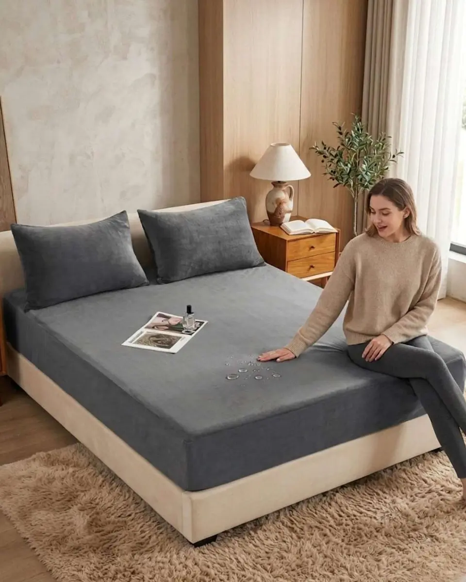 Protector de colchon Impermeable 1.5 plazas color gris 6