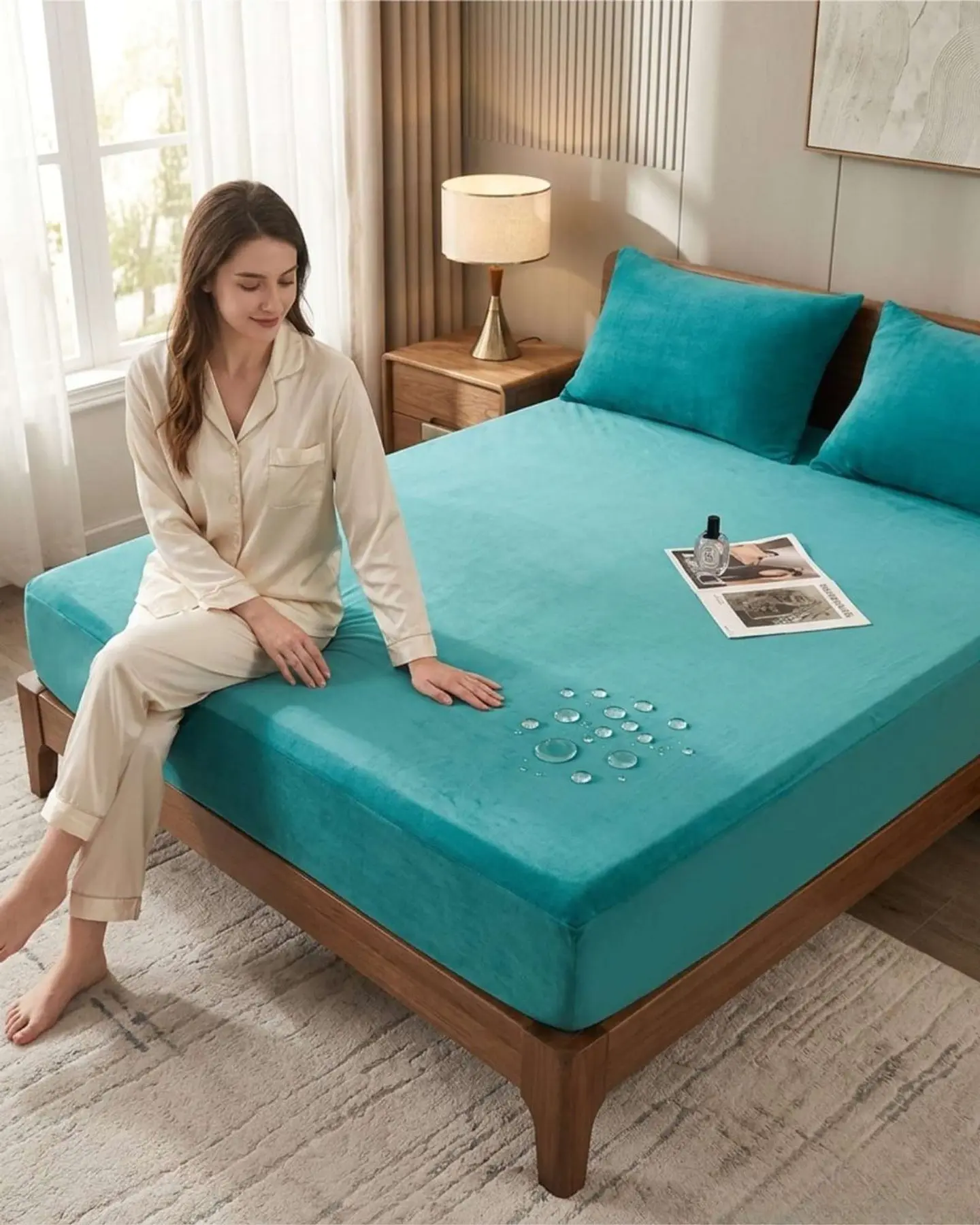 Protector de colchon Impermeable 1.5 plazas color turquesa 1