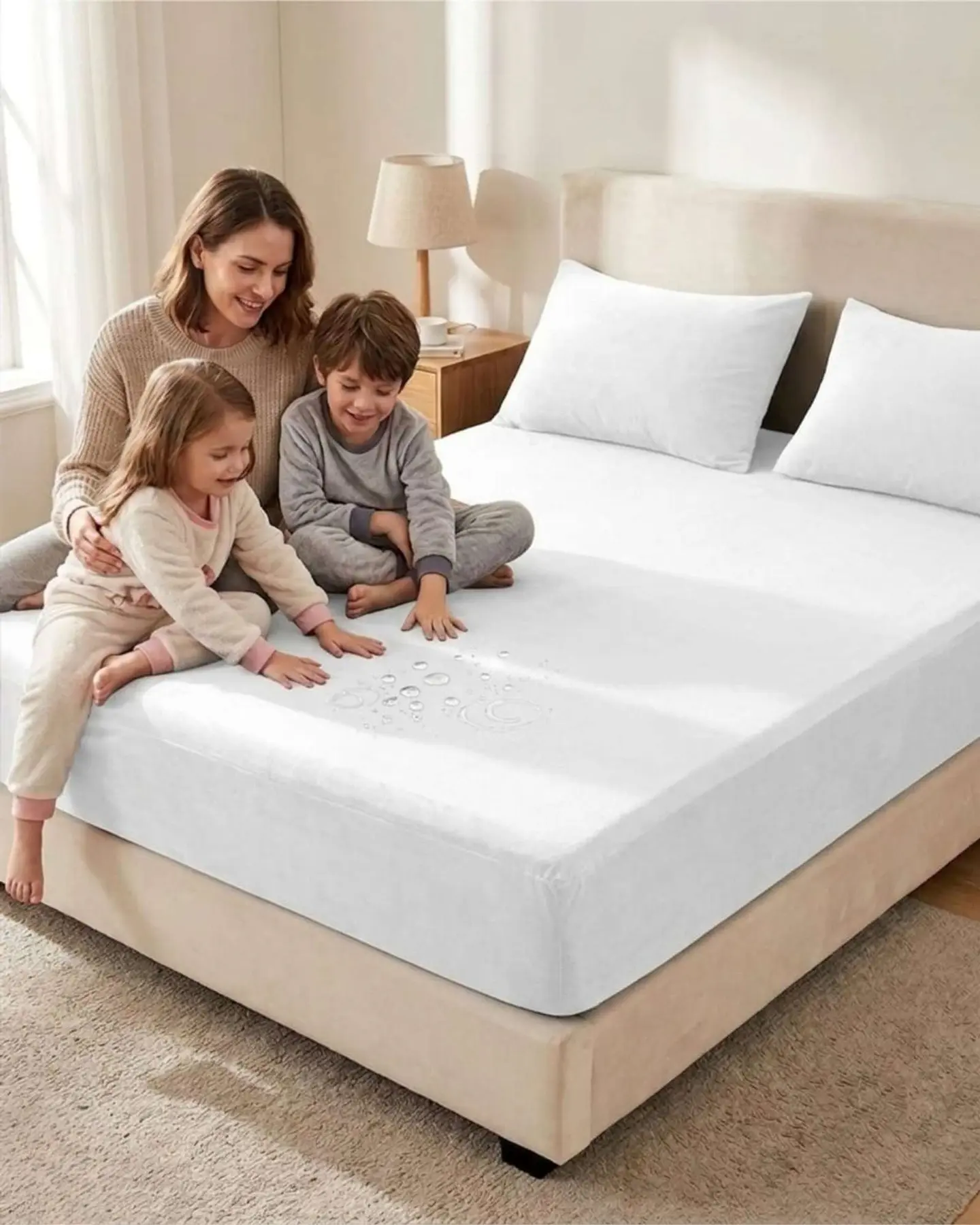 Protector de colchon Impermeable 1.5 plazas color blanco 5