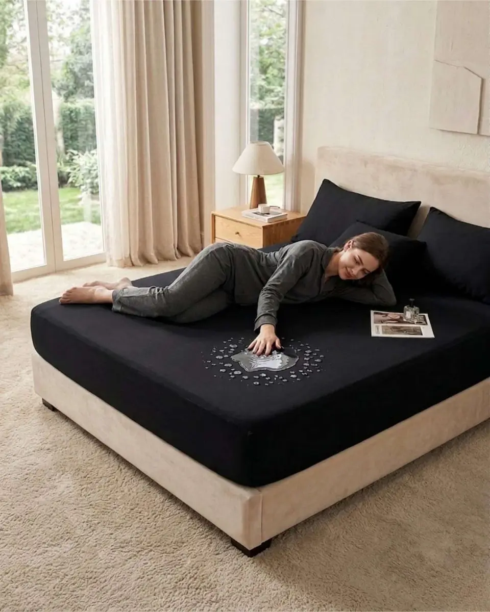 Protector de colchon Impermeable king color negro 1