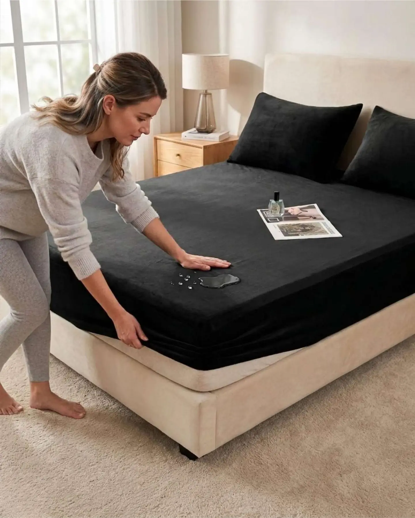 Protector de colchon Impermeable king color negro 6