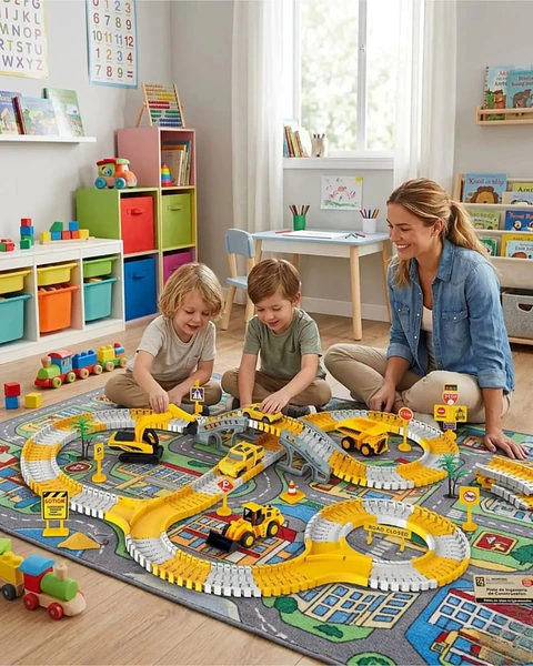 Pista de Juguete Camiones de Construcción y Tractores 255 Pzs