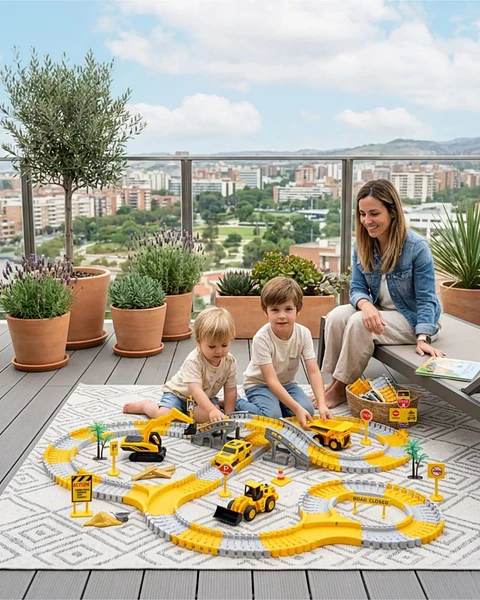 Pista de Juguete Camiones de Construcción y Tractores 255 Pzs