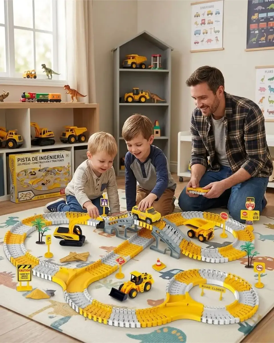 Pista de Juguete Camiones de Construcción y Tractores 255 Pzs 3