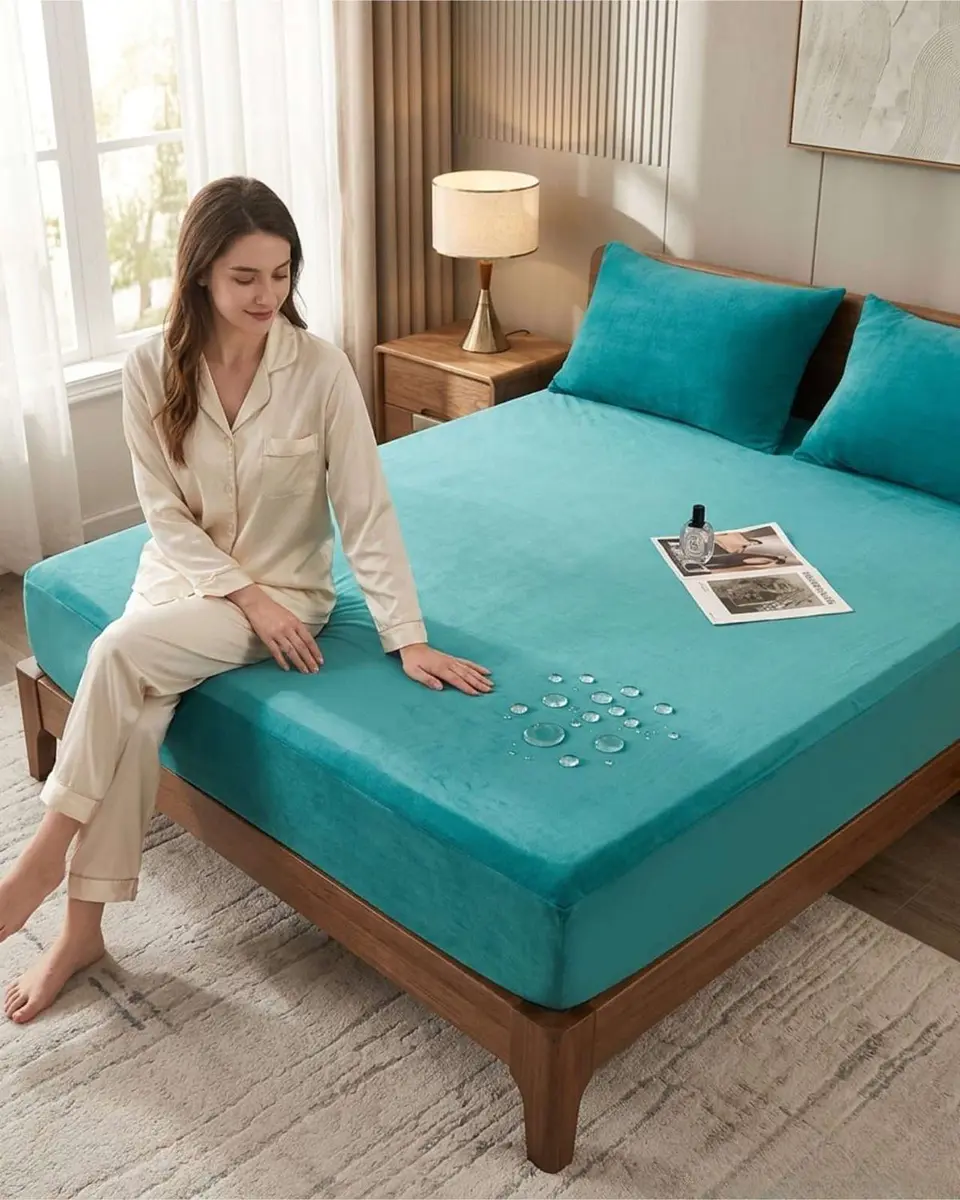 Protector de colchon Impermeable super king color turquesa 1
