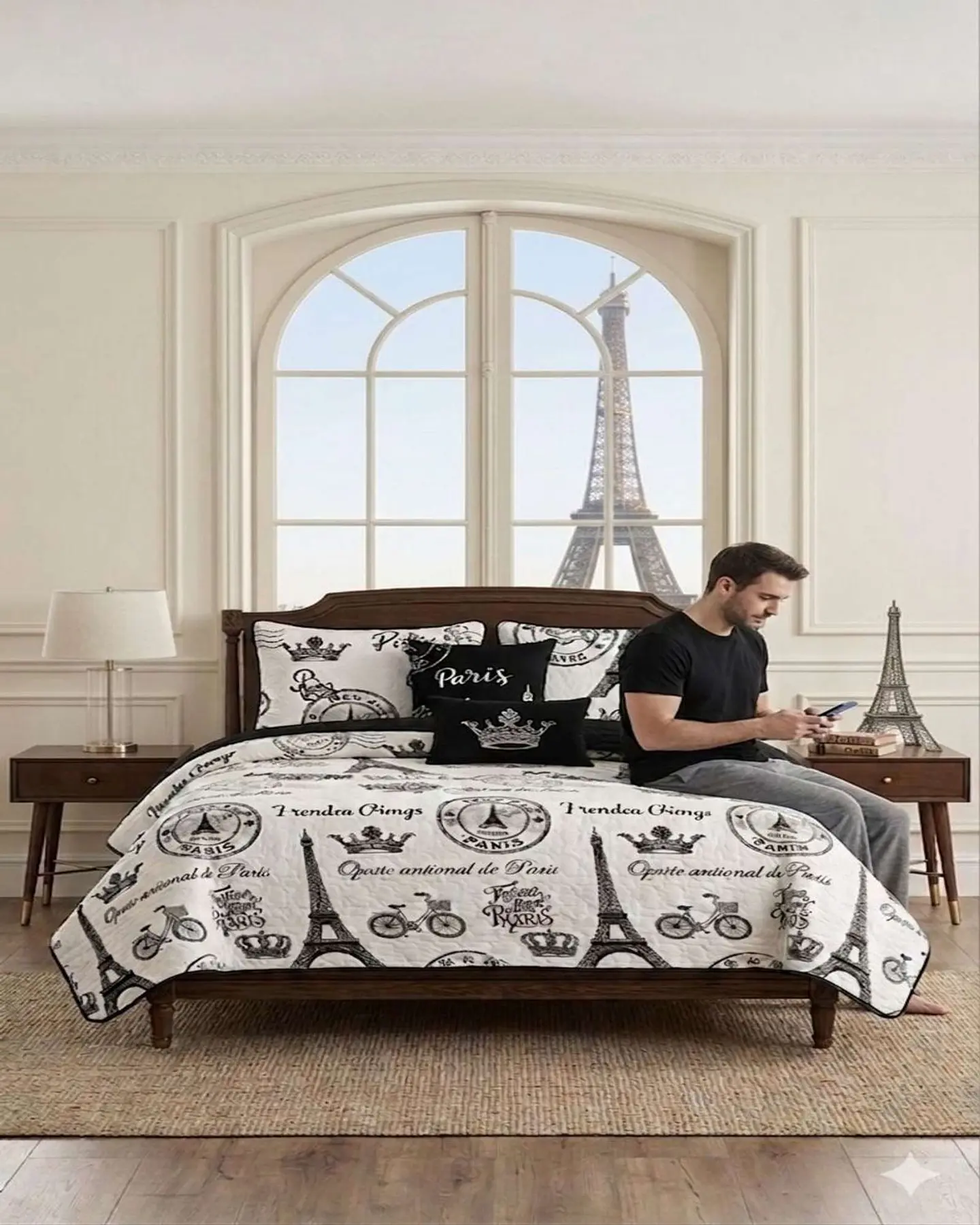 Quilt de Verano Plaza y Media Diseño Torre Eiffel Estilo París 2