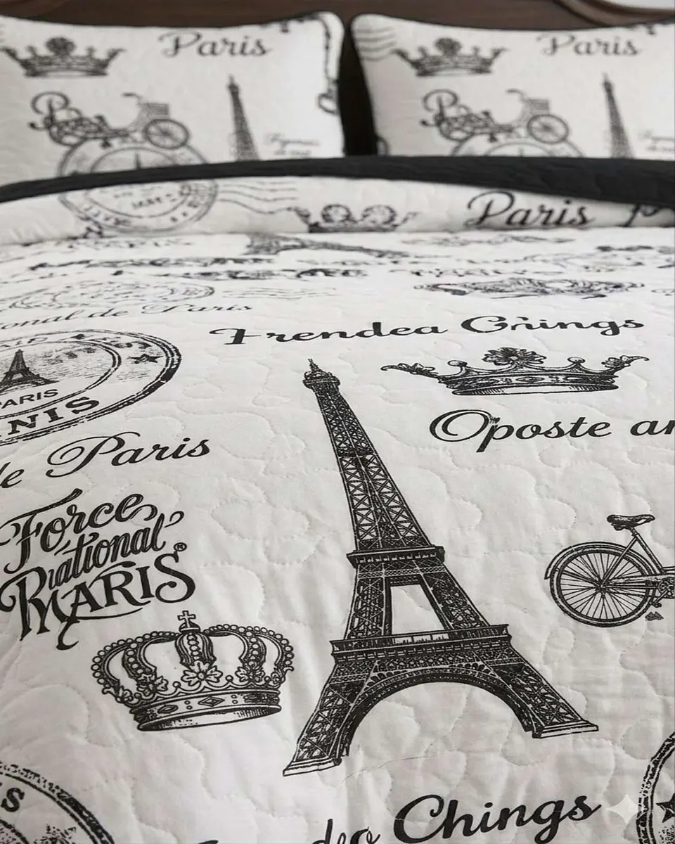 Quilt de Verano Plaza y Media Diseño Torre Eiffel Estilo París 4
