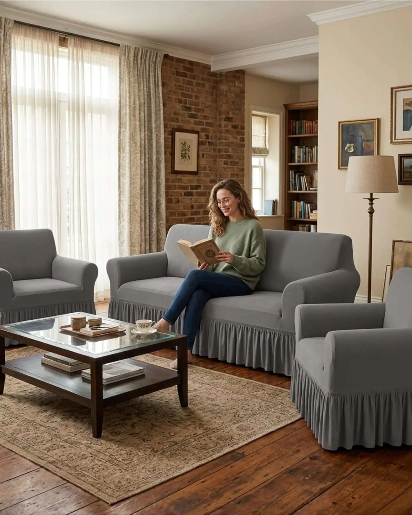 Juego de Fundas para Sillon Elasticas con Farolao 3+1+1 2