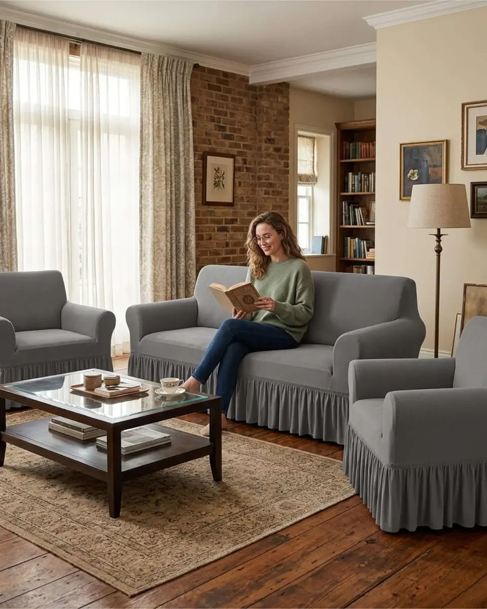Juego de Fundas para Sillon Elasticas con Farolao 3+1+1 2