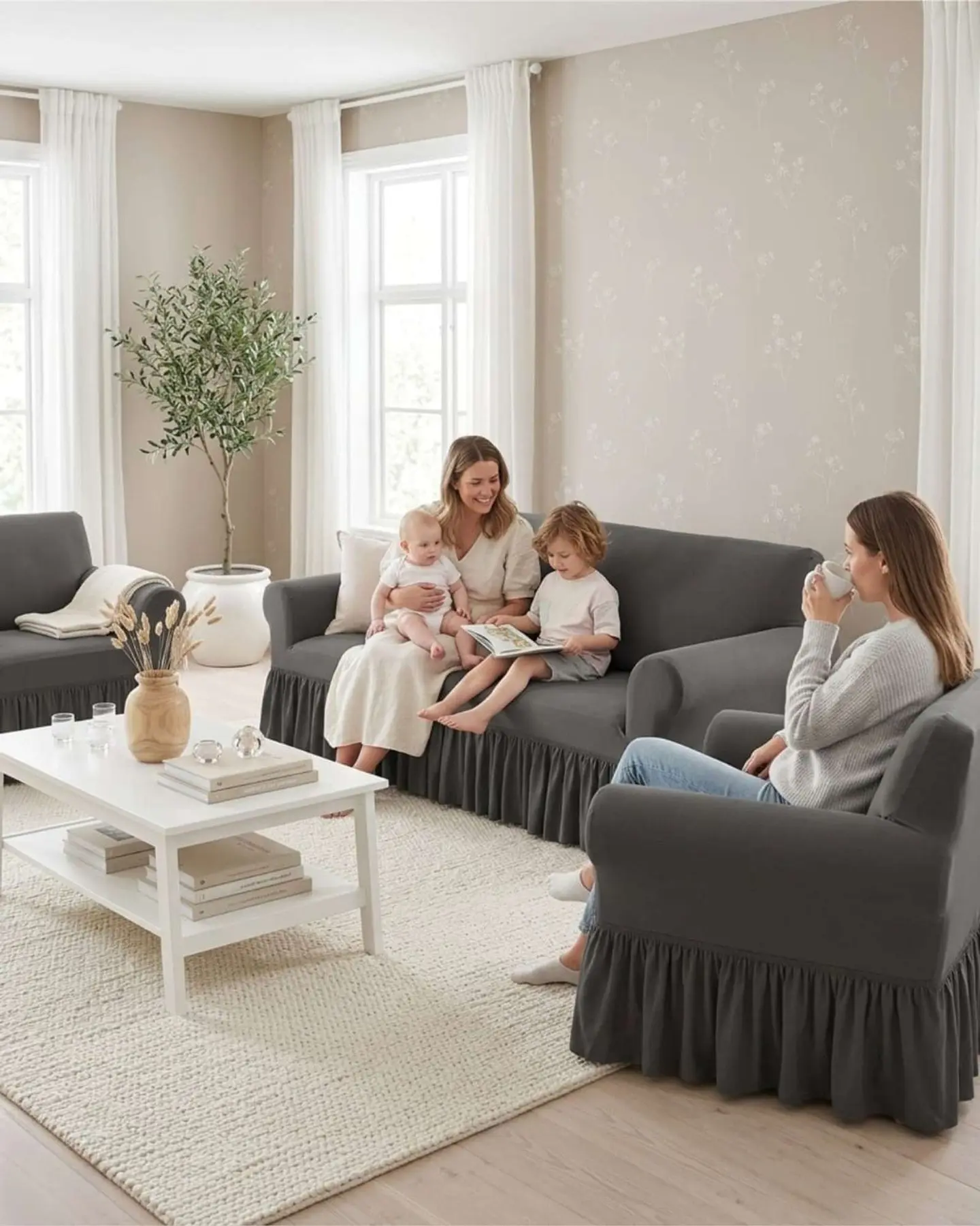 Juego de Fundas para Sillon Elasticas con Farolao 3+1+1 3