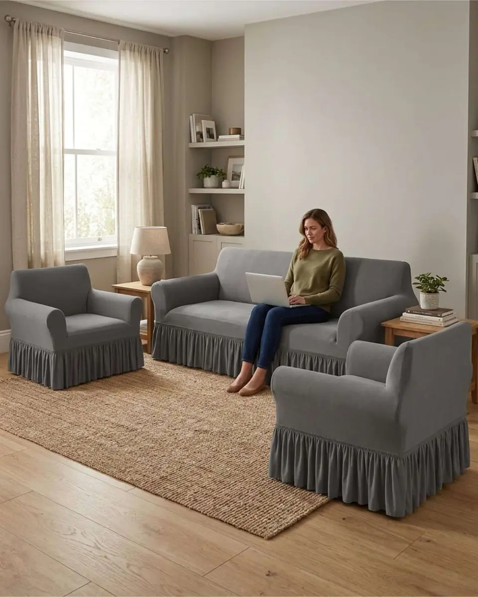 Juego de Fundas para Sillon Elasticas con Farolao 3+1+1 4
