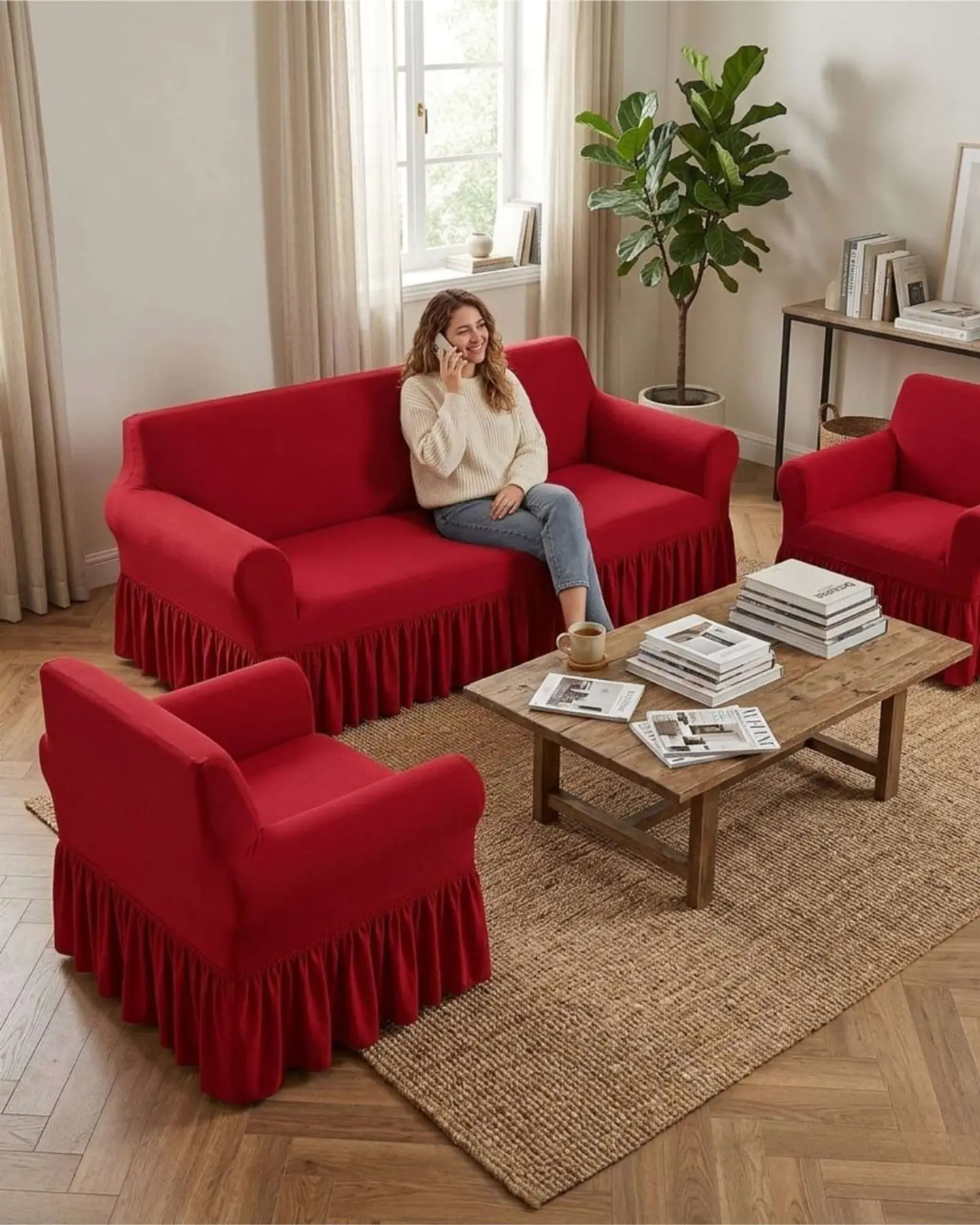 Juego de Fundas para Sillon Elasticas con Farolao 3+1+1 1