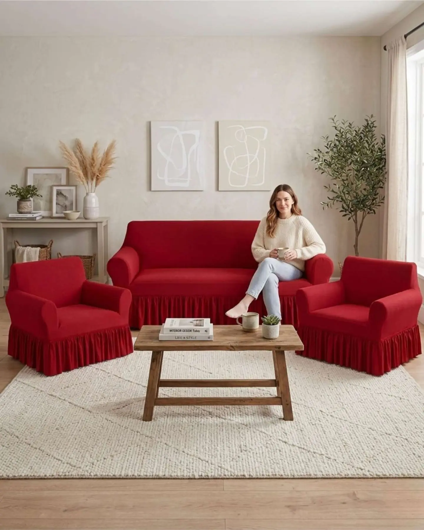 Juego de Fundas para Sillon Elasticas con Farolao 3+1+1 3