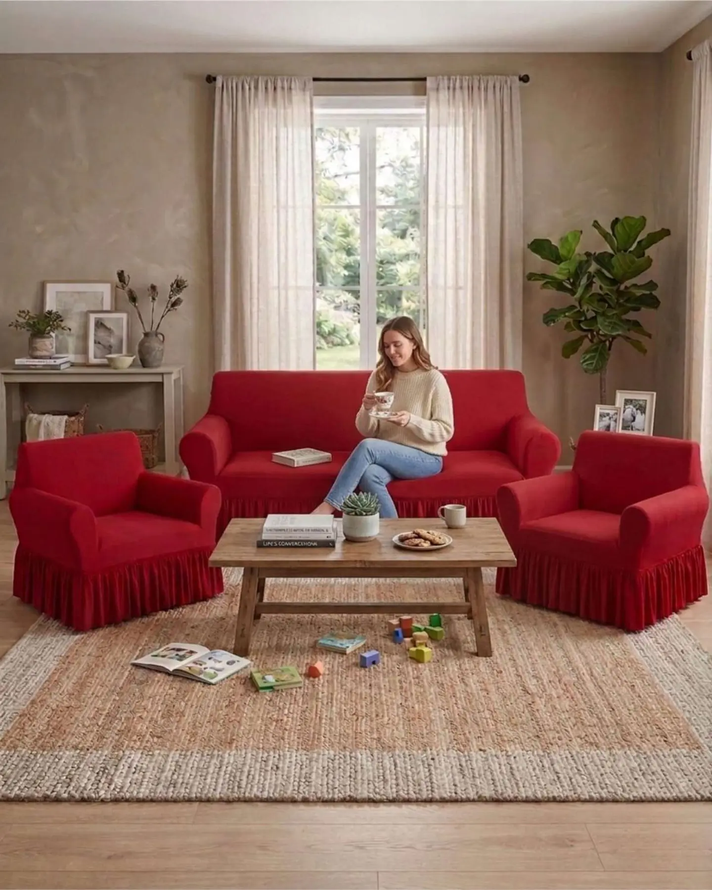 Juego de Fundas para Sillon Elasticas con Farolao 3+1+1 5