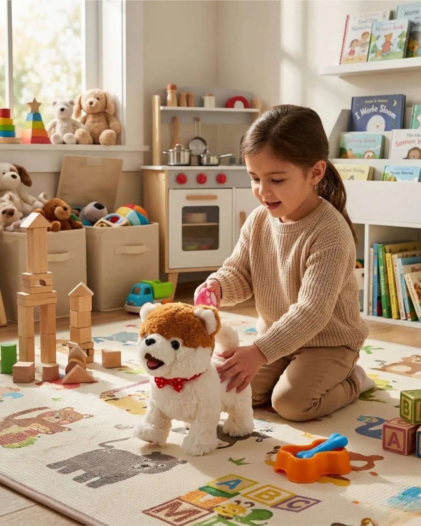 Perrito color cafe Interactivo con Correa y Accesorios  para Jugar y Cuidar 1