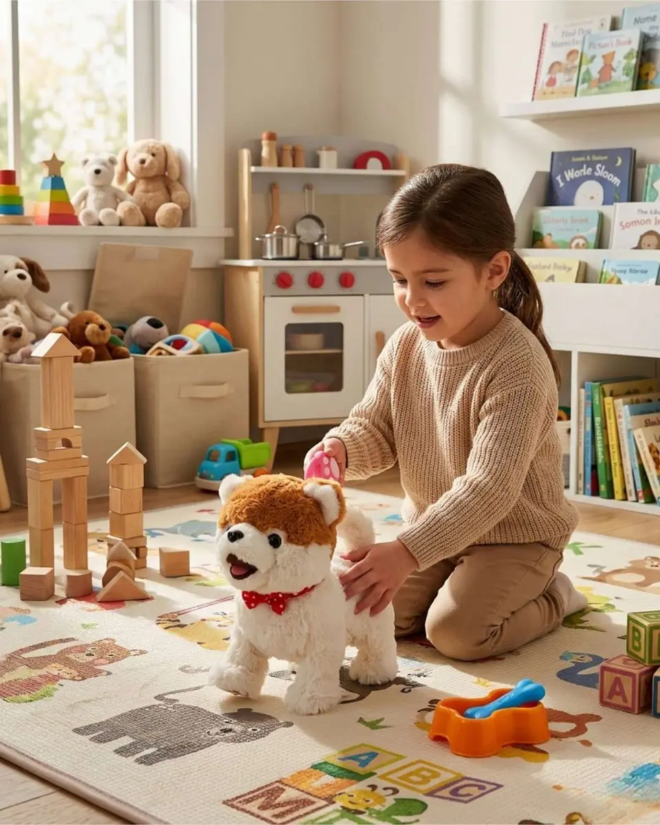 Perrito color cafe Interactivo con Correa y Accesorios  para Jugar y Cuidar 1