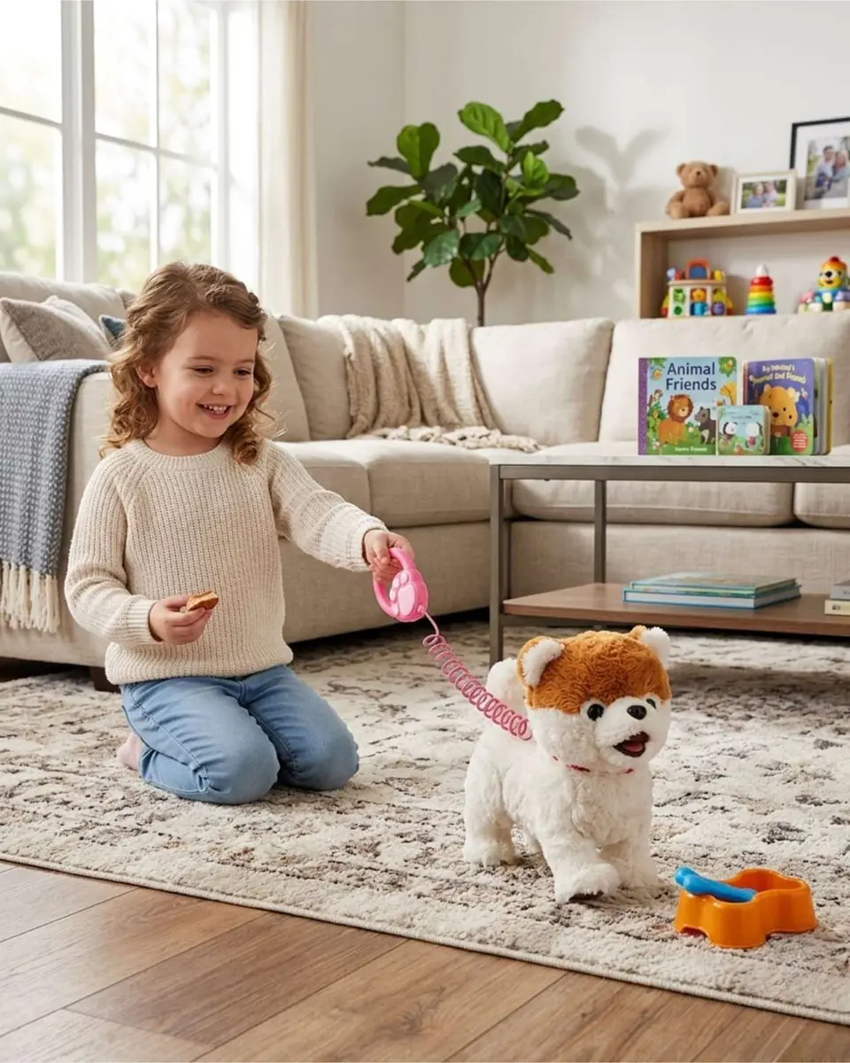 Perrito color cafe Interactivo con Correa y Accesorios  para Jugar y Cuidar 4