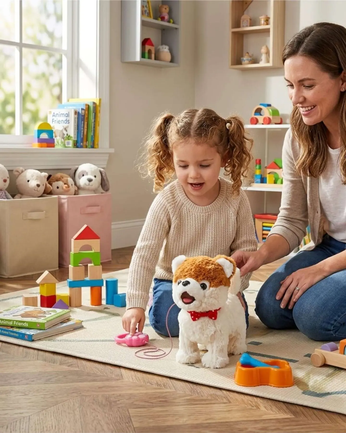 Perrito color cafe Interactivo con Correa y Accesorios  para Jugar y Cuidar 5