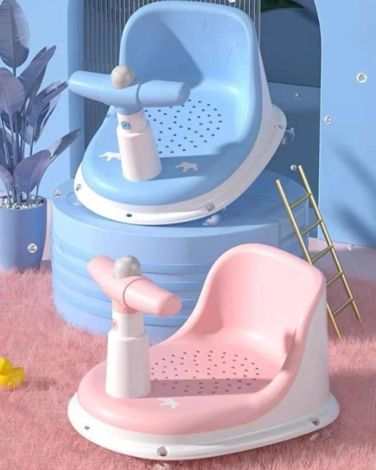 Silla De Baño Para Bebe Con Sonidos Y Manubrio Didáctico color Rosa 6