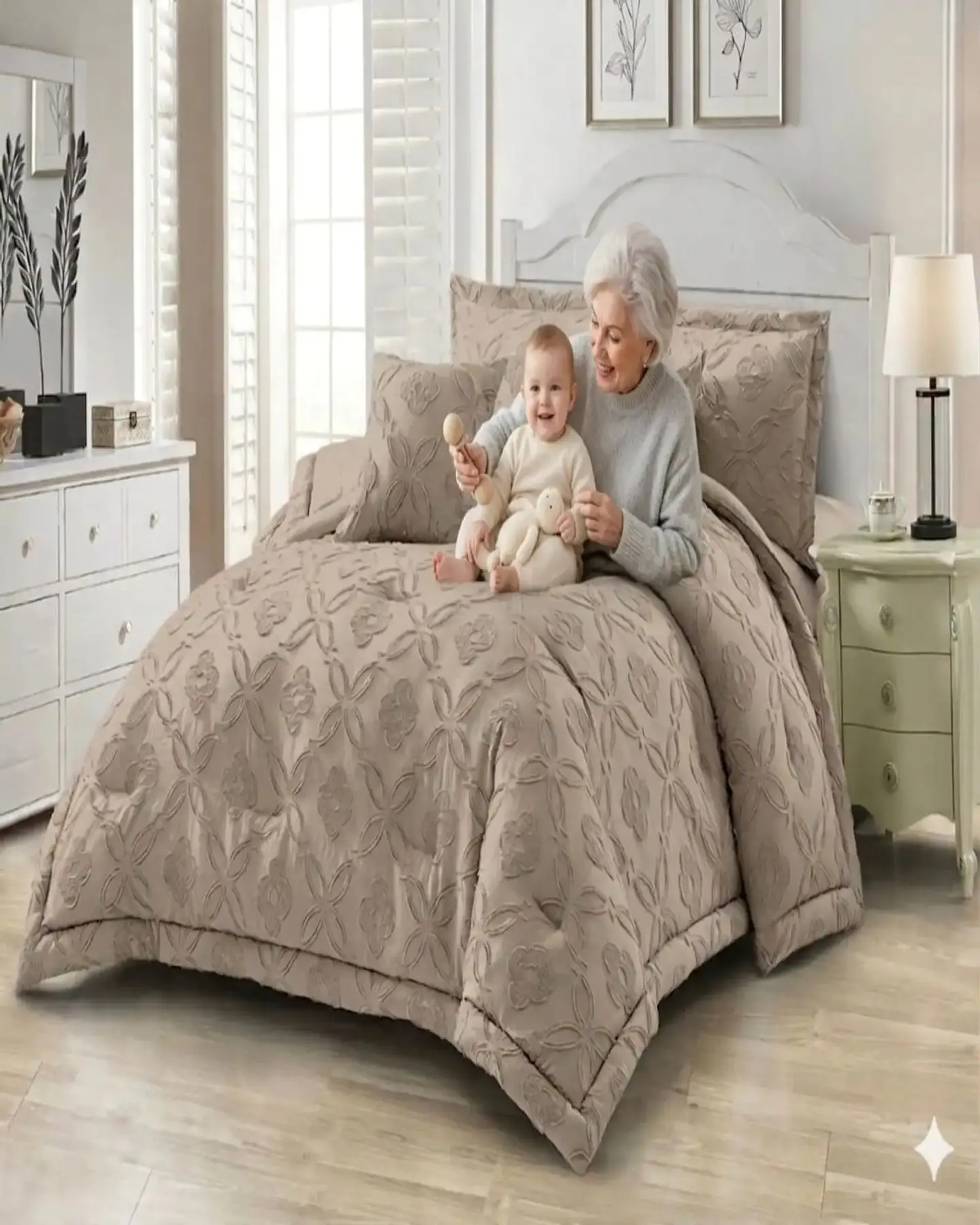 Cubrecama Quilt Nórdico Delgado Diseño Flores king 4