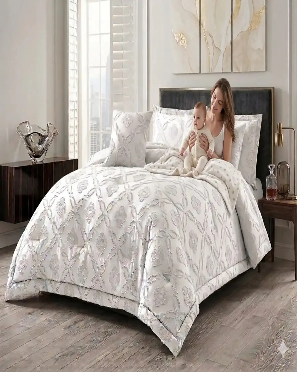 Cubrecama Quilt Nórdico Delgado Diseño Flores king 1