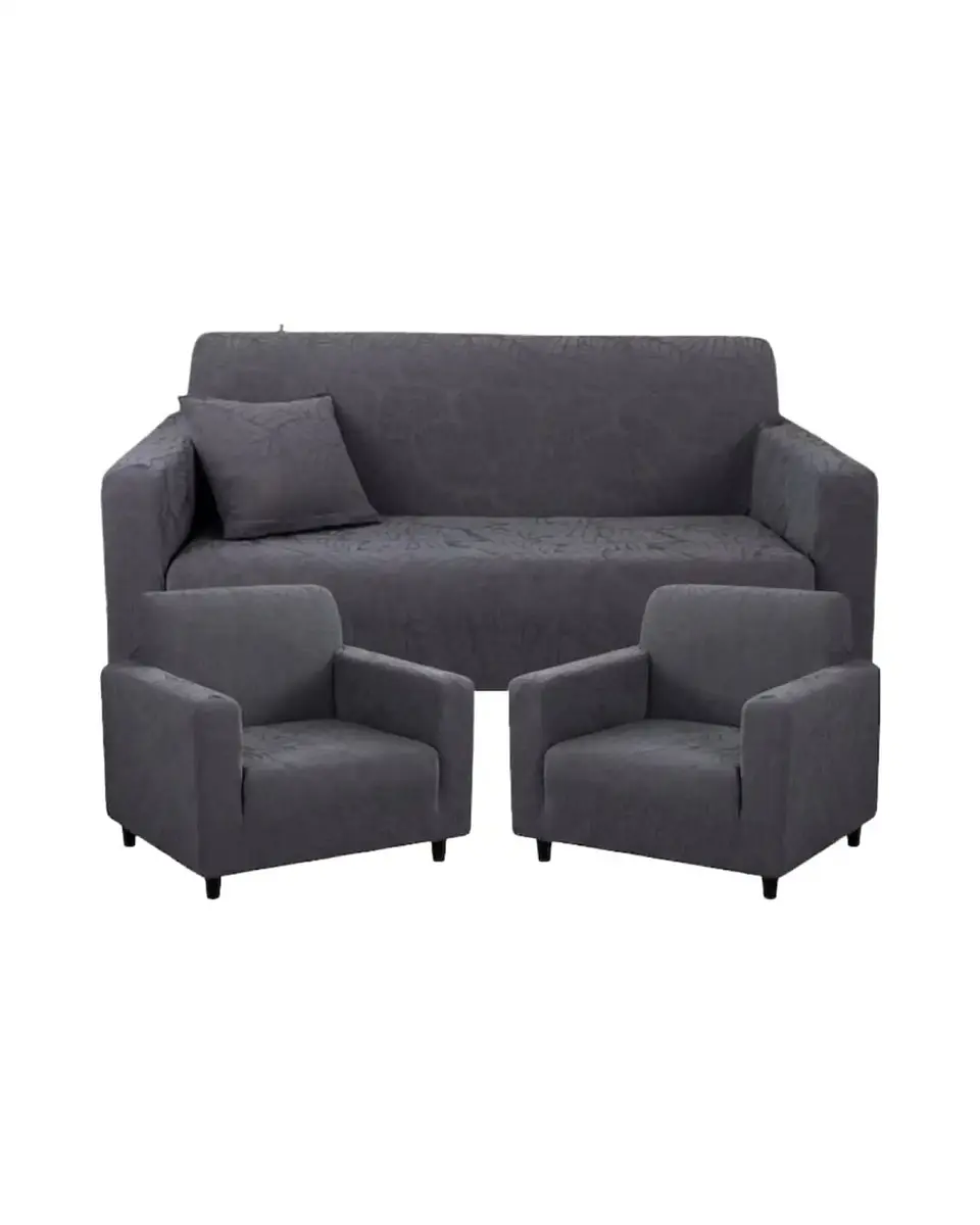 Juego de Fundas para Sillones 3+1+1 Diseño Hojas Elásticas y Lavables 6