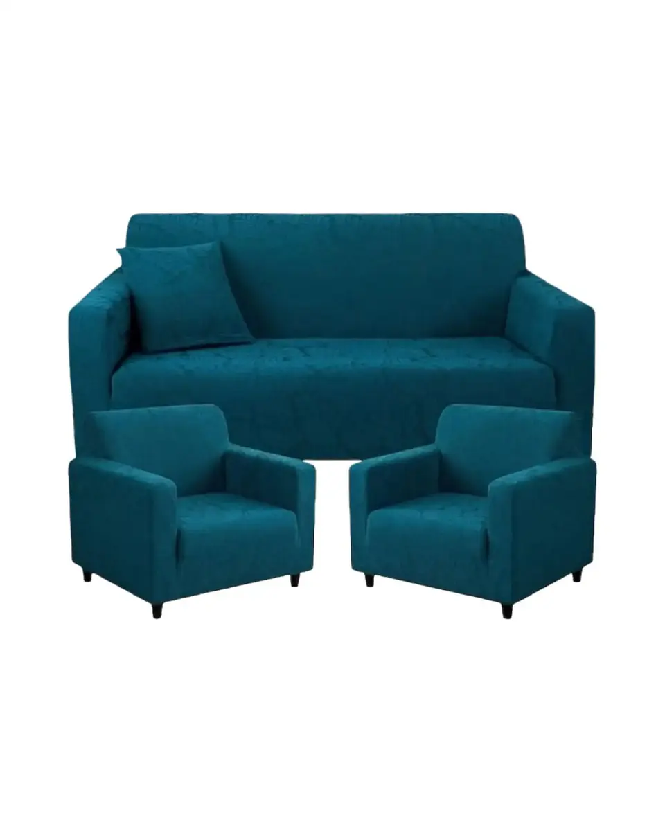 Juego de Fundas para Sillones 3+1+1 Diseño Hojas Elásticas y Lavables 6