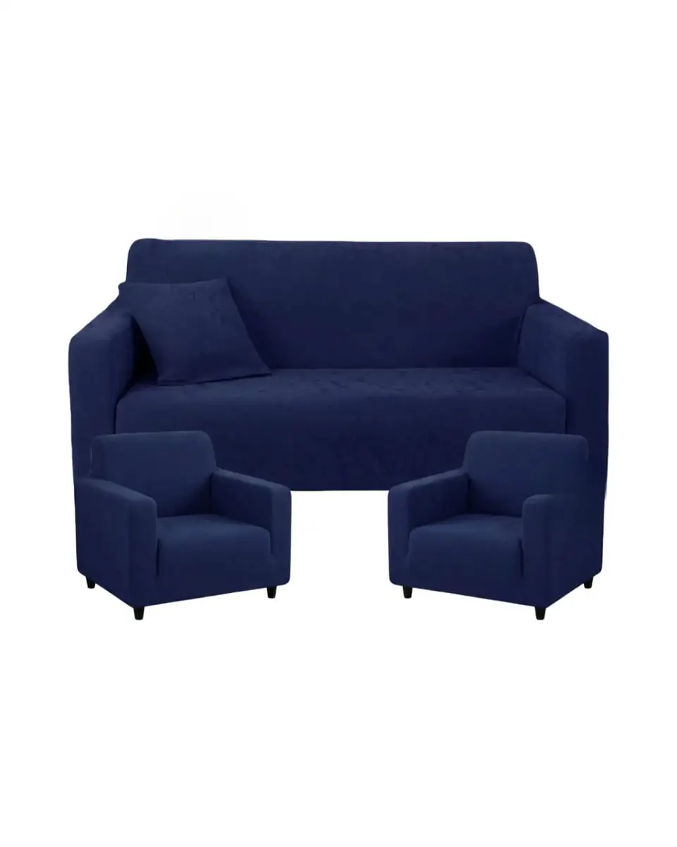 Juego de Fundas para Sillones 3+1+1 Diseño Hojas Elásticas y Lavables 5
