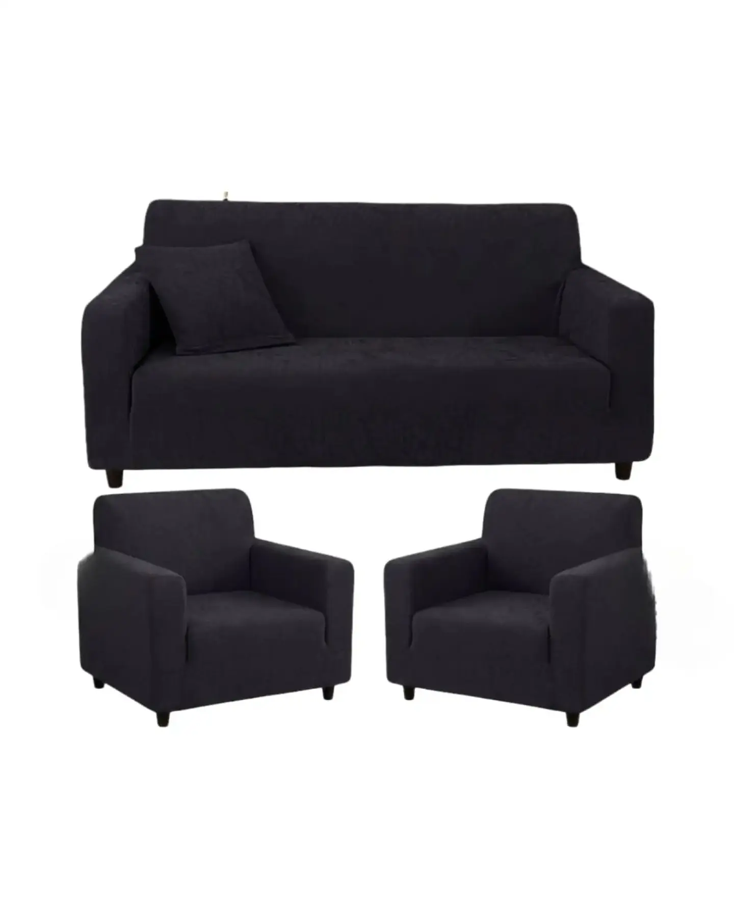 Juego de Fundas para Sillones 3+1+1 Diseño Hojas Elásticas y Lavables 5