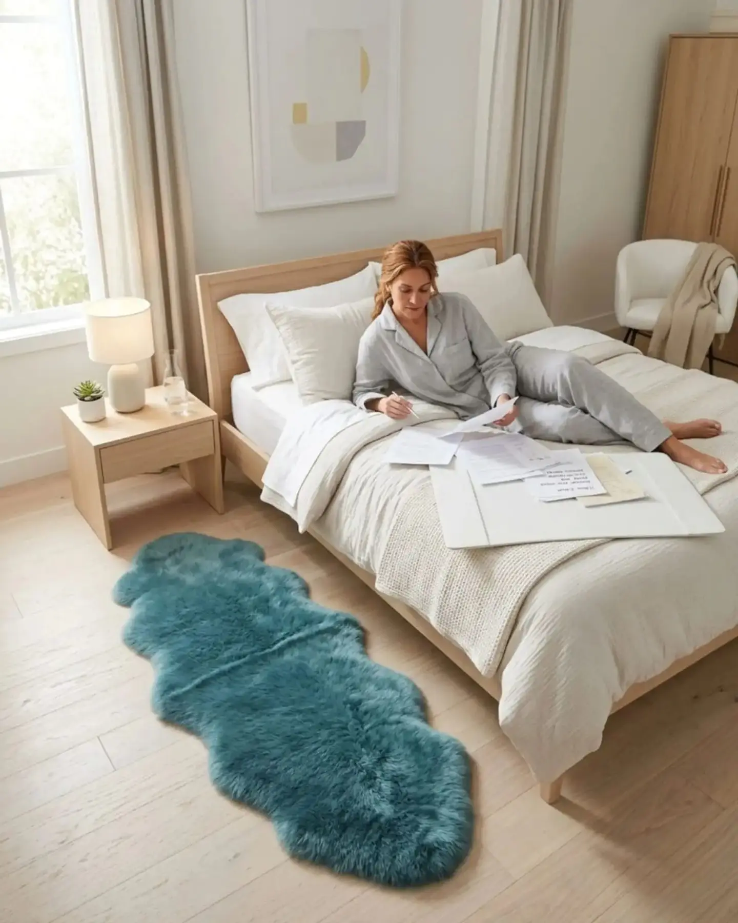 Set de 2 Alfombras Bajada De Cama Piel de oveja 60x180 1