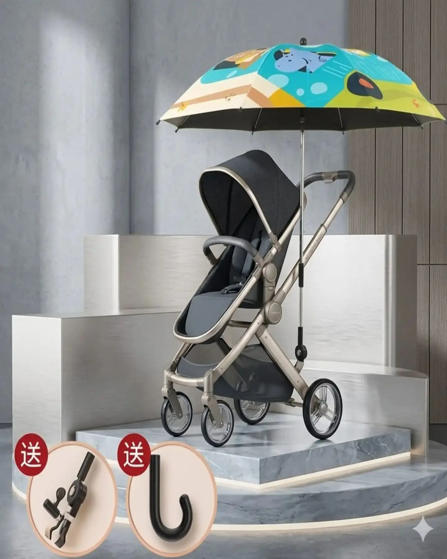 Sombrilla Premium Universal para Cochecito Protección Total UV 2