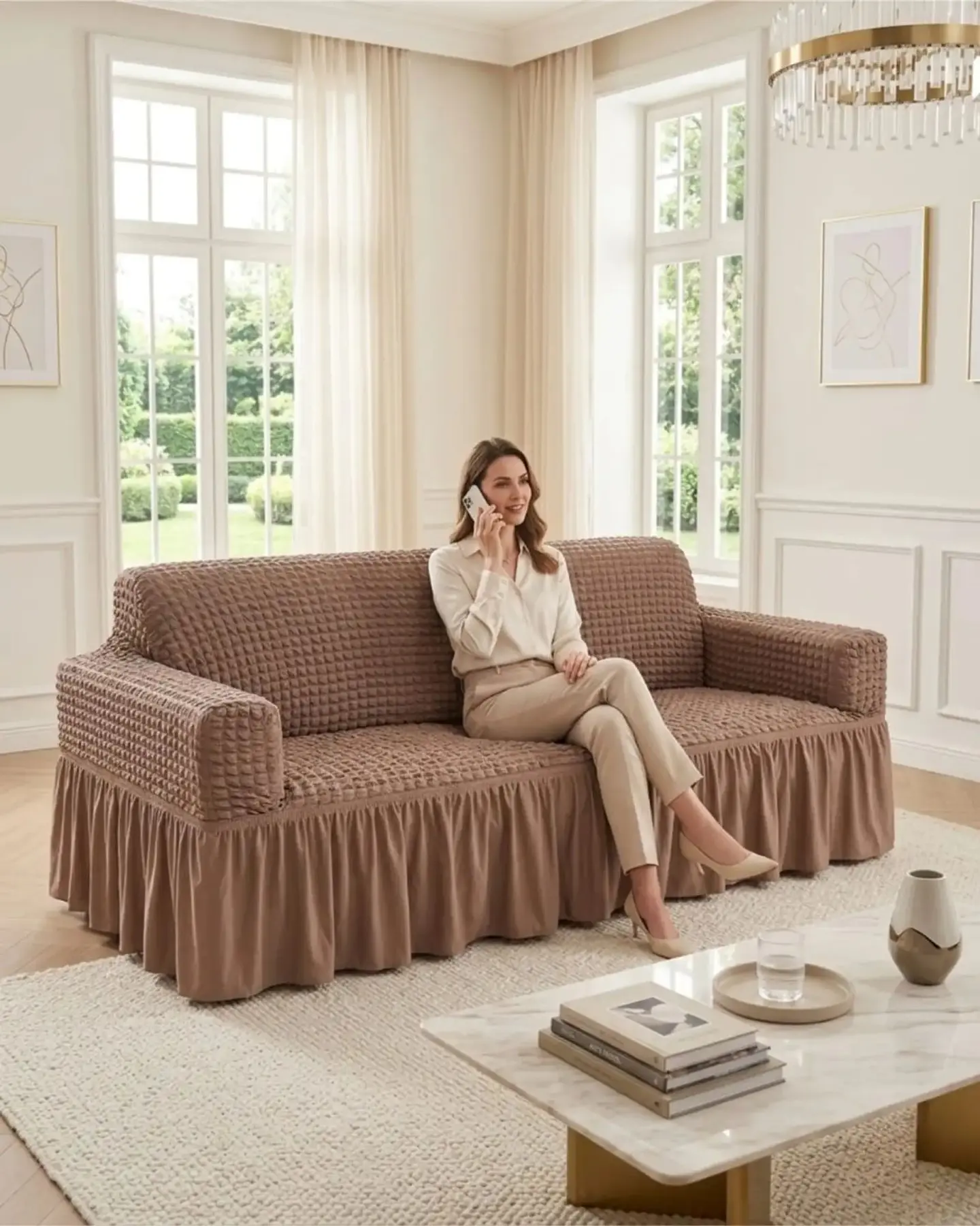 Protector De Sillón Turco 2 Cuerpos Diseño Elegante 1