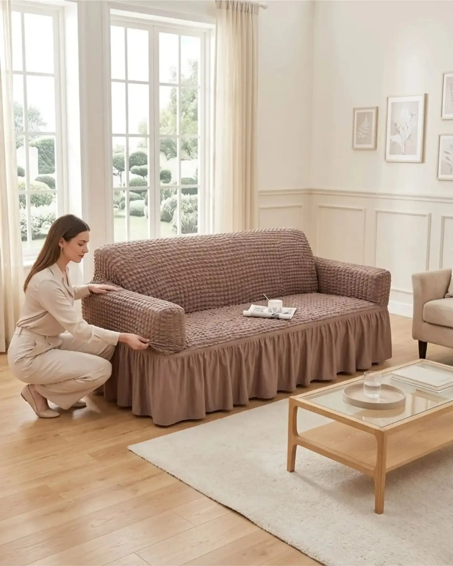 Protector De Sillón Turco 2 Cuerpos Diseño Elegante 2