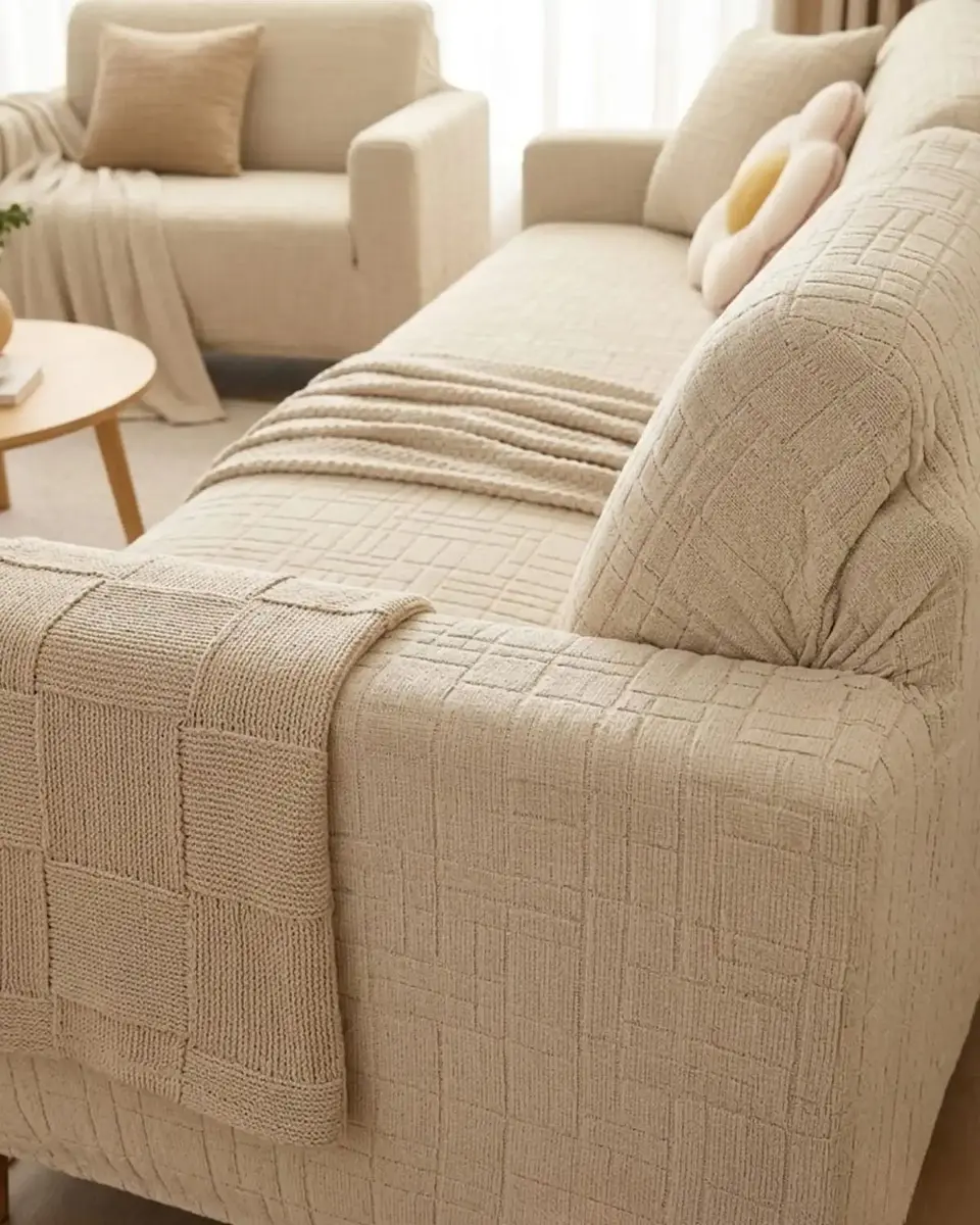 Set Cubre Sillón 3+1+1 Protector de Tela Reforzada - Lavable y Resistente 3