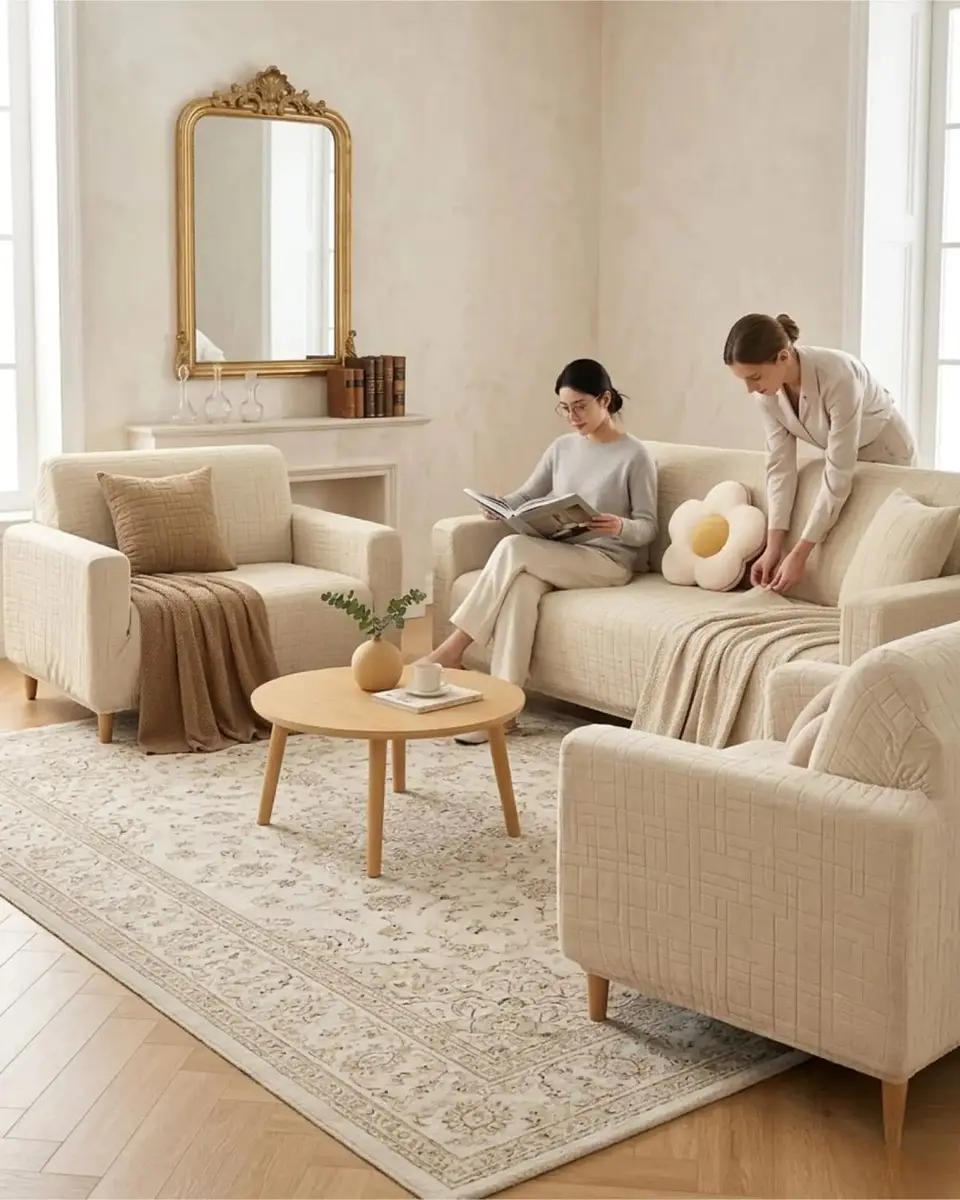 Set Cubre Sillón 3+1+1 Protector de Tela Reforzada - Lavable y Resistente 4