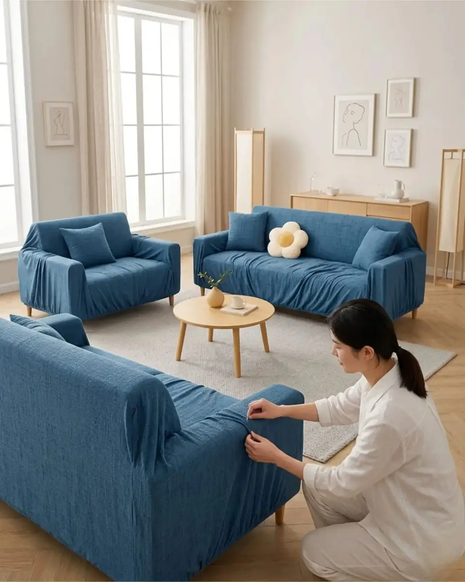 Set Cubre Sillón 3+1+1 Protector de Tela Reforzada - Lavable y Resistente 2