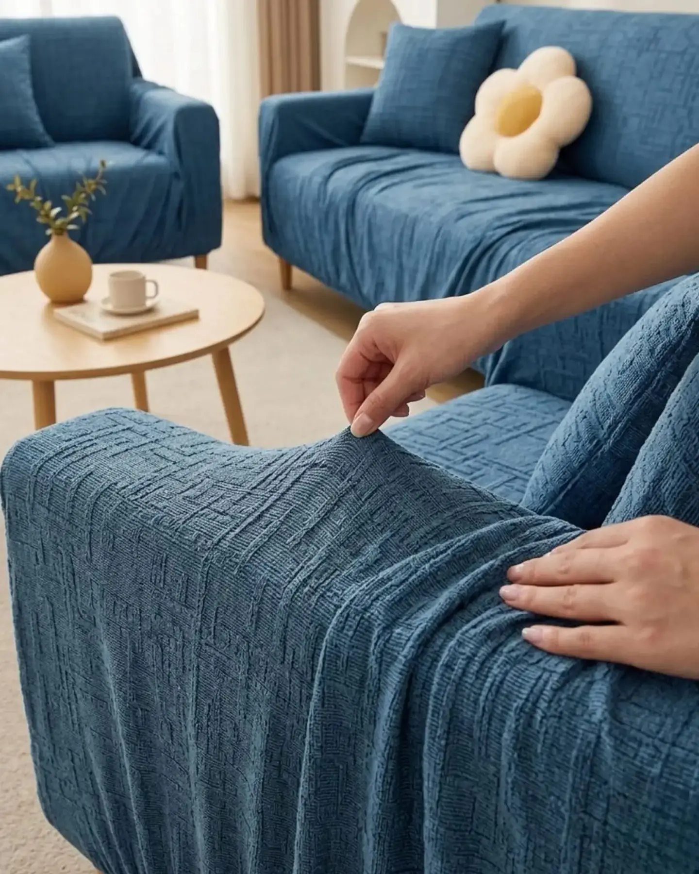 Set Cubre Sillón 3+1+1 Protector de Tela Reforzada - Lavable y Resistente 3