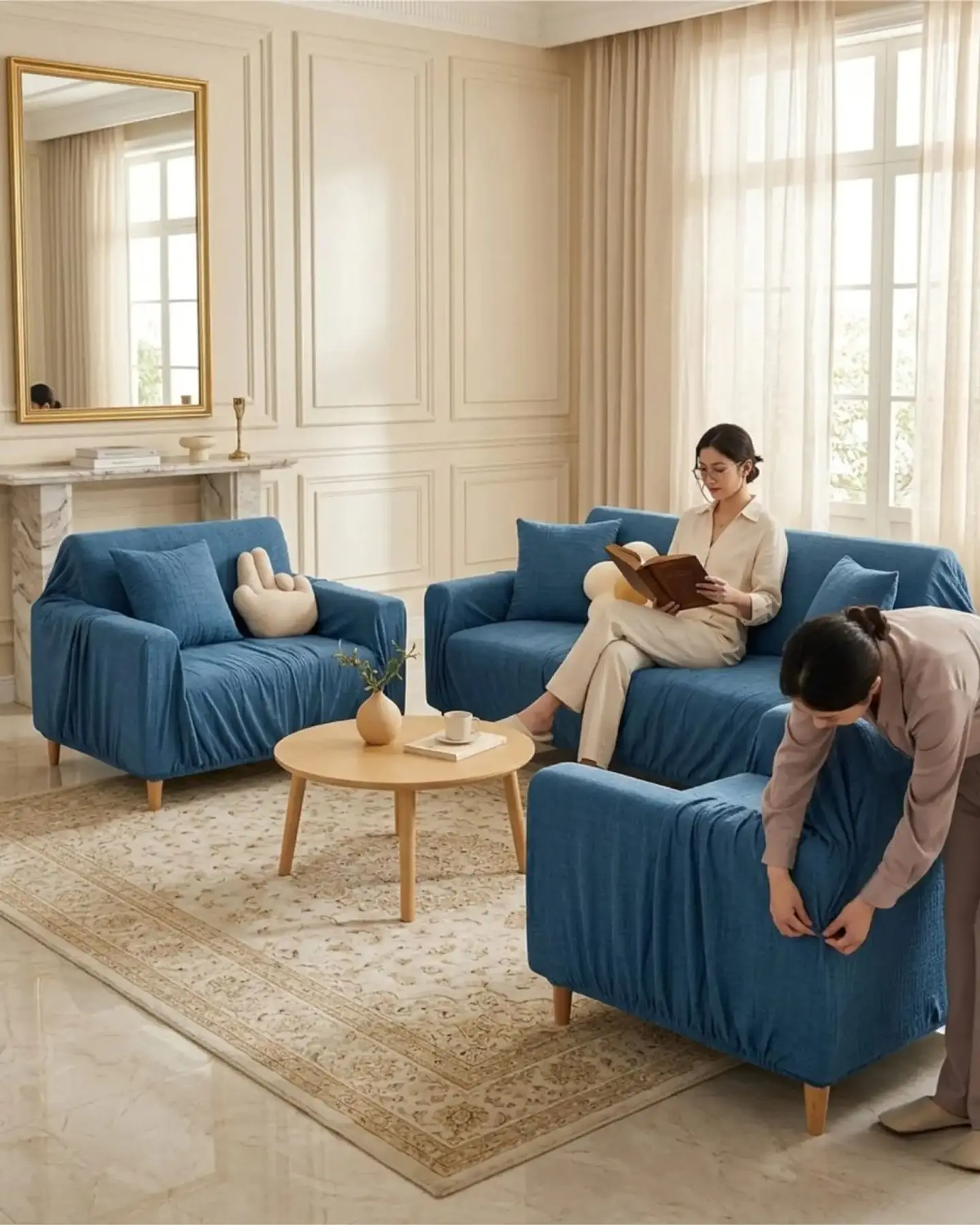 Set Cubre Sillón 3+1+1 Protector de Tela Reforzada - Lavable y Resistente 4