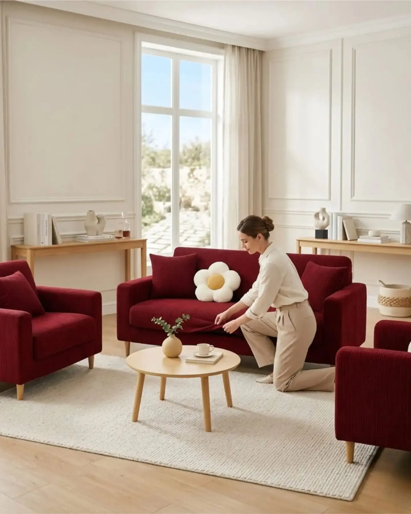 Set Cubre Sillón 3+1+1 Protector de Tela Reforzada - Lavable y Resistente 5
