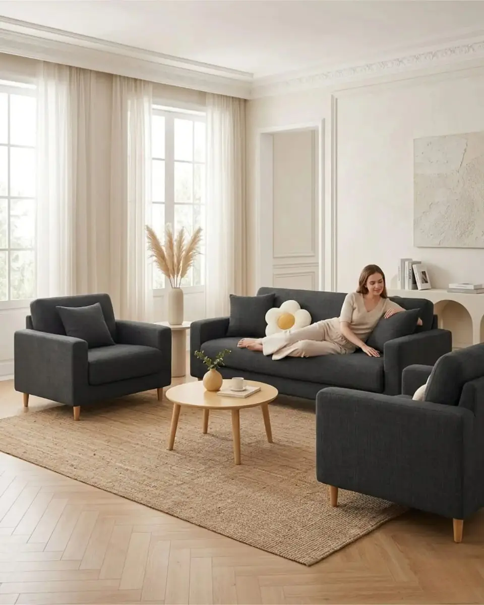 Set Cubre Sillón 3+1+1 Protector de Tela Reforzada - Lavable y Resistente 1