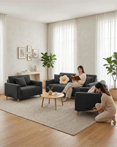 Set Cubre Sillón 3+1+1 Protector de Tela Reforzada - Lavable y Resistente