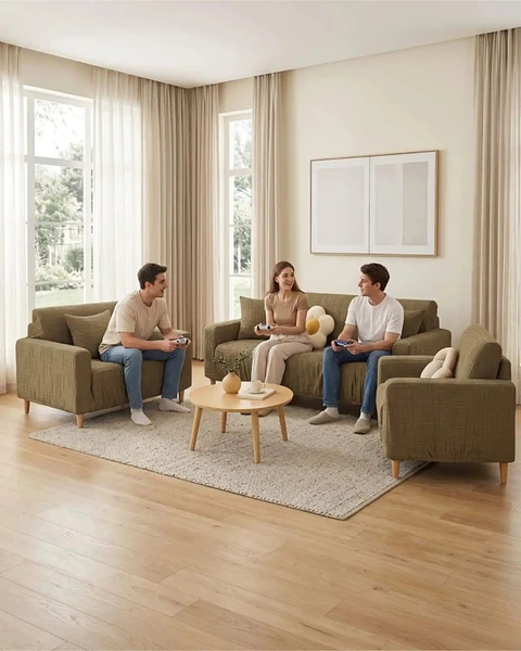 Set Cubre Sillón 3+1+1 Protector de Tela Reforzada - Lavable y Resistente