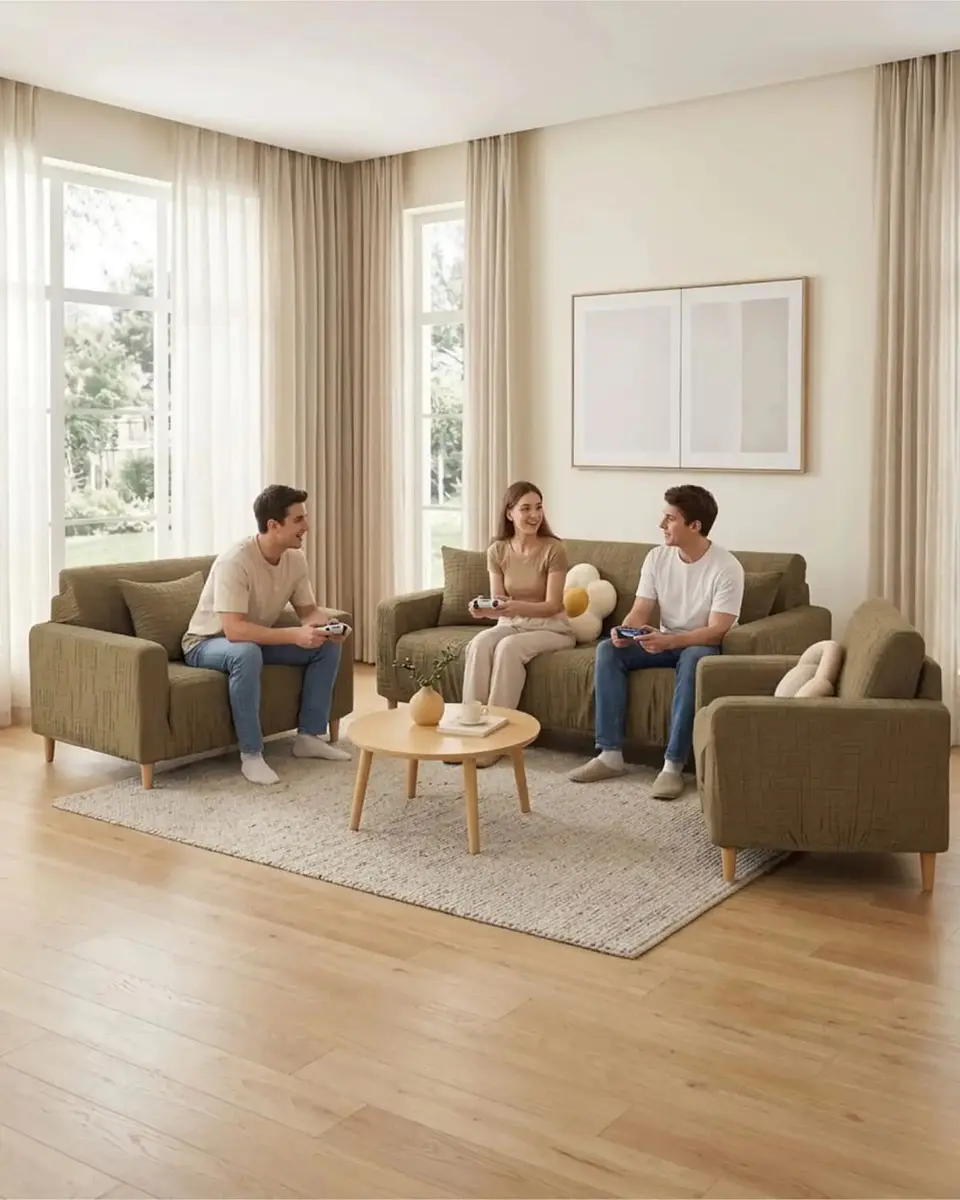 Set Cubre Sillón 3+1+1 Protector de Tela Reforzada - Lavable y Resistente 2