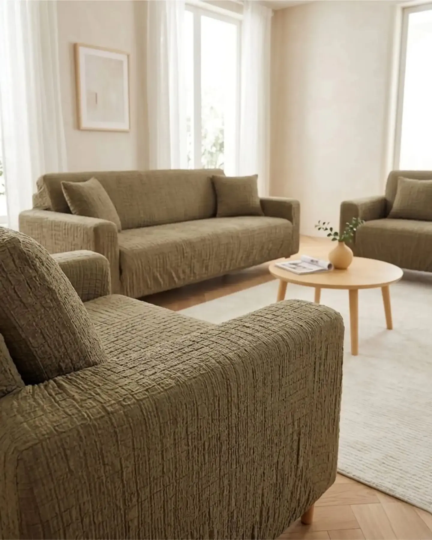 Set Cubre Sillón 3+1+1 Protector de Tela Reforzada - Lavable y Resistente 3